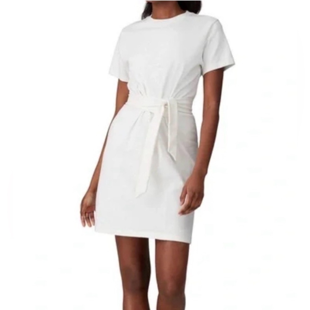 Vince White Mini Dress Belt Pima Cotton Size Small Excellent Pre-Owned Condition
